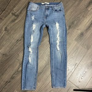 I&M Jeans Mens Mid rise Distressed Blue Denim Jeans Size 13